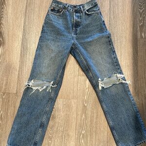 Topshop Blue Distressed Boyfriend Jeans